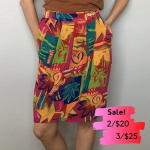 📌 BUNDLE SALE 📌 VTG Tropical Print Silk Skirt